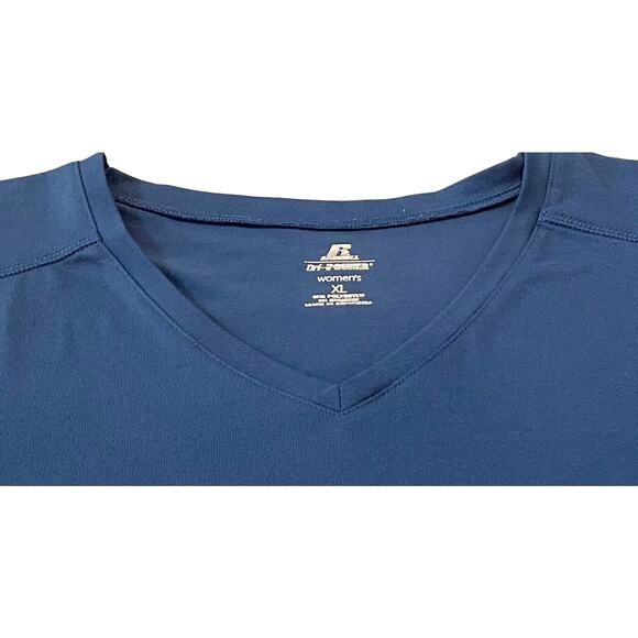 RUSSELL DRI-POWER LONG SLEEVE ACTIVEWEAR T-SHIRT, WOMENS, XL, BLUE, V-NECK - Picture 2 of 10